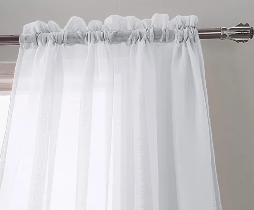 Vista 3 de RT Designers Collection Celine - Cortina transparente con bolsillo para barra, 54 x 90 pulgadas, color blanco