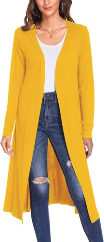 Vista 13 de Bluetime Women Open Front Maxi Cardigan Negro