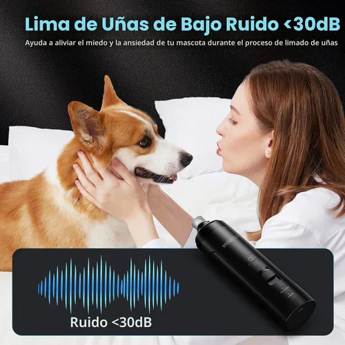 Vista 5 de Molinillo de uñas para perros, recortadores de uñas para perros y juego de cortaúñas con 2 luces LED. Molinillo de uñas para mascotas eléctrico