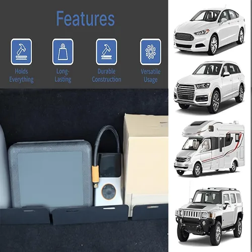 Vista 6 de 3 Piece Car Trunk Organizer Blocks - Versatile Storage Solution with Anti Slip Dividers & Adjustable Hook and Loop Fasteners