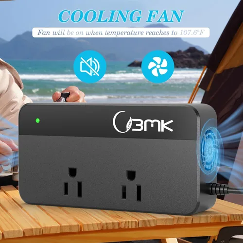 Vista 5 de BMK Inversor de corriente para auto, 200 vatios, corriente continua, 12 a 110 voltios corriente alterna, 4 puertos USB, adaptador de cargador