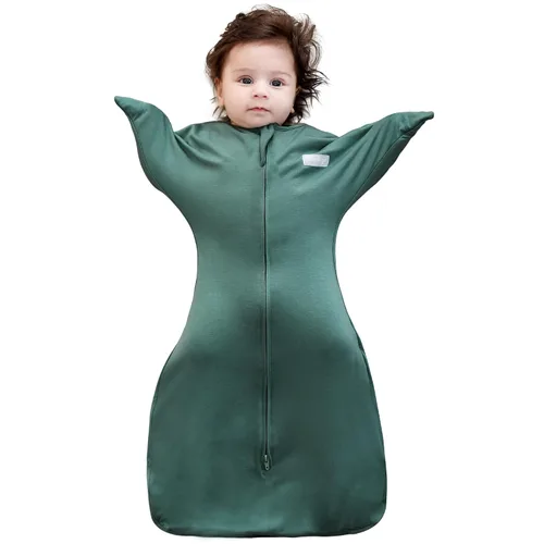 Vista 25 de PuppyPaws - Saco de dormir para bebé, 1.5 TOG, envolvente de transición con mangas largas con brazos hacia arriba y puños de manoplas, saco de Verde