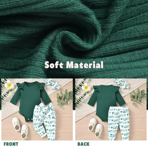 Vista 66 de Aalizzwell Conjunto de mameluco acanalado para bebé recién nacido prematuro para otoño e invierno