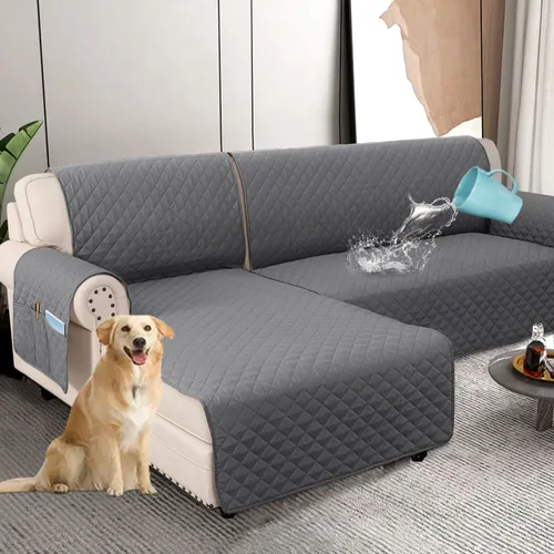 Vista 9 de H.VERSAILTEX Fundas de Sofá Seccional 100% Impermeables de 2 Piezas Fundas de Sofá en Forma de L Lavables para Perros Antideslizantes