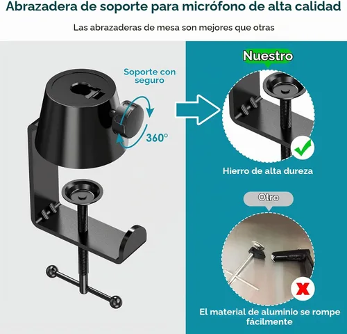 Vista 4 de Youshares Blue Yeti - Soporte de micrófono con filtro pop, brazo de micrófono de alta calidad, brazo de brazo resistente con gestión de cables