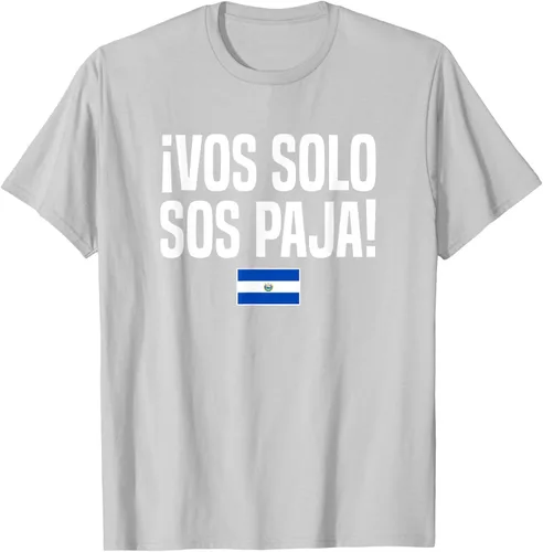 Vista 70 de Camiseta Vos Solo Sos Paja Salvadoran Slang Bandera de El Salvador, Negro