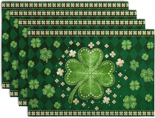 Vista 37 de Juego de 4 manteles individuales del 4 de julio, manteles individuales patrióticos florales con cruces y estrellas del Día de la Independencia y Día