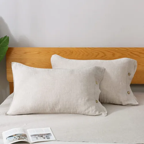 Vista 9 de S VICTORY SYMBOL Juego de 2 fundas de almohada 100 % lino natural francés de 20 x 30 pulgadas, fundas de almohada suaves y duraderas, color verde