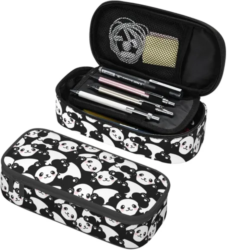 Vista 21 de Estuche organizador de lápices con patrón de gato negro, gran capacidad, papelería con cremallera, suministros escolares, bolsa para lápices