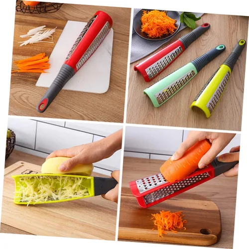 Vista 2 de Cortadora de queso de ajo de acero inoxidable aleatorio, acero inoxidable eficiente para cepillar vegetales, herramienta de cocina compacta fácil