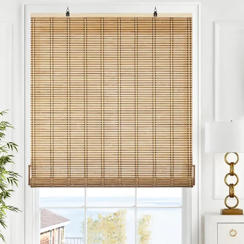 Vista 13 de LazBlinds Persianas de Bambú sin Cordón, Cortinas Enrollables para Ventanas, Persianas Colgantes con Filtro de Luz para Ventanas, Cortinas de Bambú