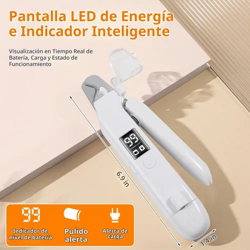 Vista 2 de Cortauñas 2 en 1 para perros y amoladora de uñas de perro, recortadora de uñas para perros con luces LED, recargable por USB, sensor rápido