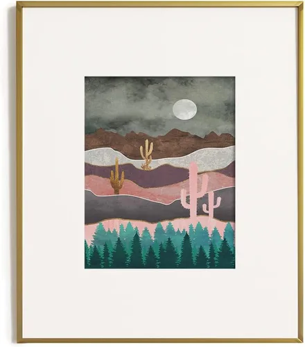 Vista 5 de Decoración de pared de cactus del suroeste, arte de pared del desierto, decoración de baño de naturaleza gris y rosa, póster de montaña texturizado