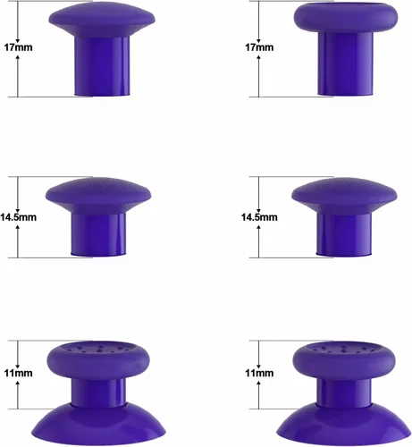 Vista 4 de eXtremeRate ThumbsGear Interchangeable Thumbstick for Xbox Controller - Improve Comfort - Purple 3 Height Domed & Concave Grips Ergonomic Adjustable