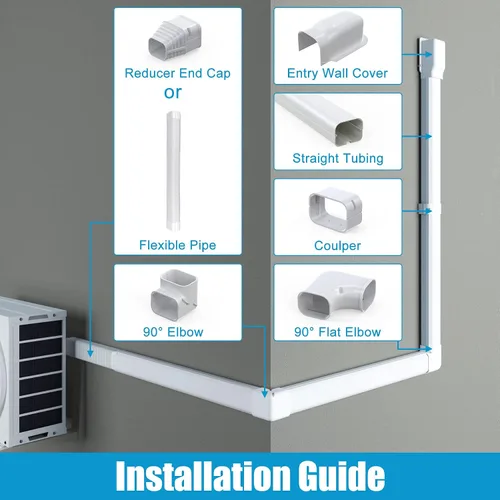 Vista 7 de Air Jade Mini cubierta de línea dividida, 3 pulgadas y 25 pies, kit de cubierta decorativa de PVC AC para aire acondicionado mini split sin