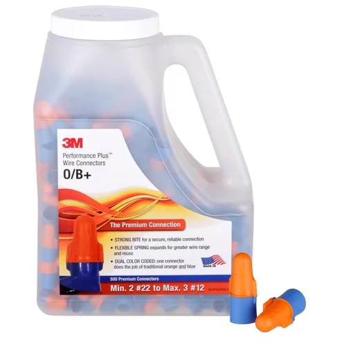 Vista 8 de 3M Conectores de cable Performance Plus O/B+, ELEC-O/B+-30, conectores naranja/azul, rango de cable: 2 # 22-3 #12, bolsa de 30