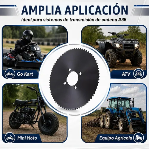 Vista 6 de Piñón Go Kart de 35 cadenas de 72 dientes con orificio de 2