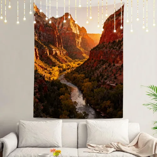 Vista 24 de Shrahala Tapiz de pared de hojas de arce otoñal, hojas rojas sin costuras sobre negro para colgar en la pared, tapiz grande decorativo de fibra