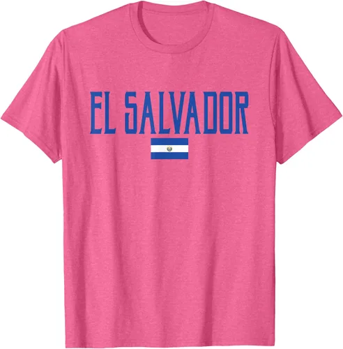 Vista 30 de Camiseta de texto azul con bandera de El Salvador, Negro, S