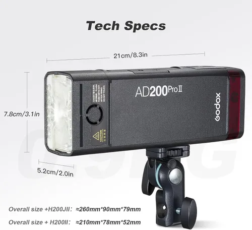 Vista 7 de GODOX AD200 PRO II Flash (2025) AD200 PRO Strobe, Actualizado 200Ws 2.4G 1/512 a Potencia Completa (1/1) Ajuste de Potencia en Diez Pasos, Modo
