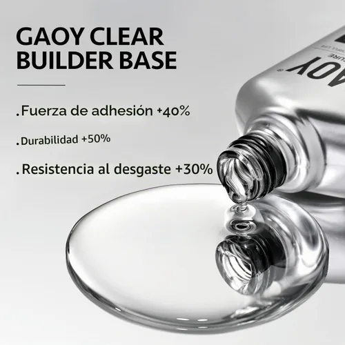 Vista 2 de GAOY Juego de capa superior de gel brillante y base constructora, 2 piezas de 16ml de capa superior cristalina y base de goma transparente Base