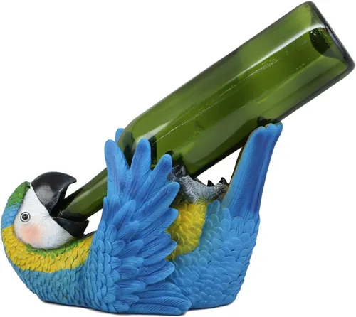 Vista 5 de Ebros Gift Tropical Rio Rainforest BlueScarlet Guacamayo Loro Portabotellas de vino Figura Caddy 10.25 pulgadas de largo Cocina Comedor Fiesta