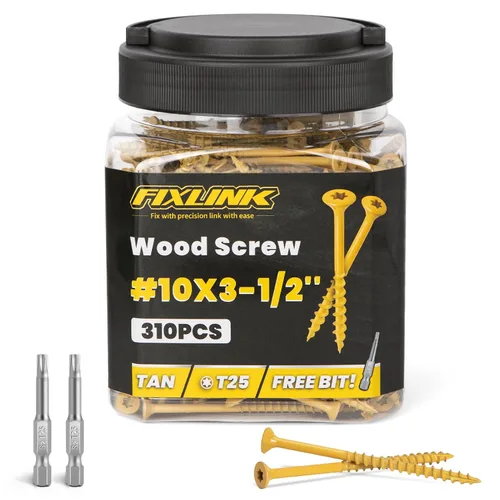 Vista 8 de Tornillos para madera de 2-1/2 pulgadas, tornillos para terraza FIXLINK #10 x 2-1/2", 310 piezas, recubiertos con epoxi, broca de estrella T25