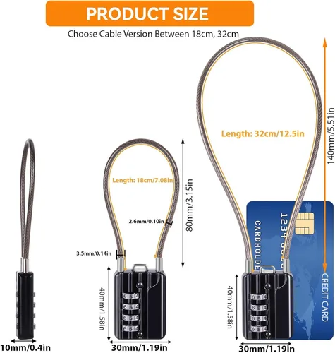 Vista 2 de SEPOX® Versátil Juego de Candado de Viaje de 12 Piezas con Combinación de 4 Dígitos Reajustable para Equipaje – Configuración de Contraseña Propia