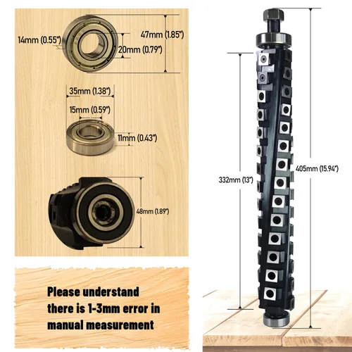 Vista 2 de Cabezal de corte helicoidal espiral de 13 pulgadas para cepilladora DeWalt DW735 DW735X