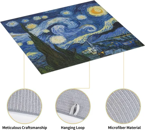 Vista 3 de Van Gogh Starry Sky Night Art - Tapete de secado de platos para encimera de cocina, 16 x 18 pulgadas
