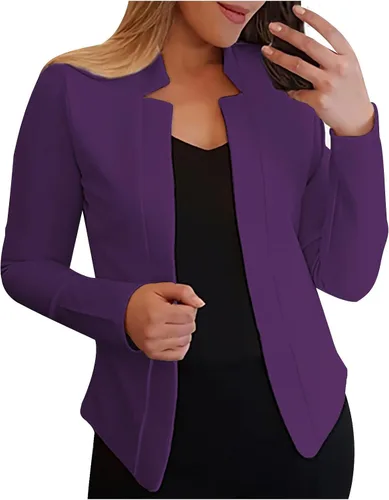 Vista 24 de Chaquetas tipo blazer para mujer, chaqueta de cárdigan de moda con frente abierto, chaqueta casual de manga larga para el trabajo y la oficina