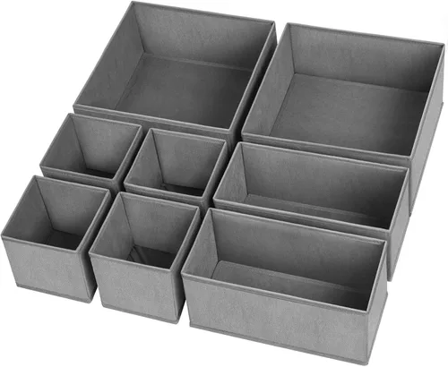 Vista 19 de Criusia Organizador de cajones de ropa, paquete de 8 organizadores de cajones para ropa interior, caja de almacenamiento de tela plegable