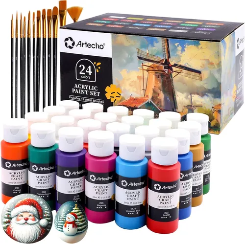 Vista 8 de Artecho - Pintura que brilla en la oscuridad, 8 colores / 0.7 fl oz