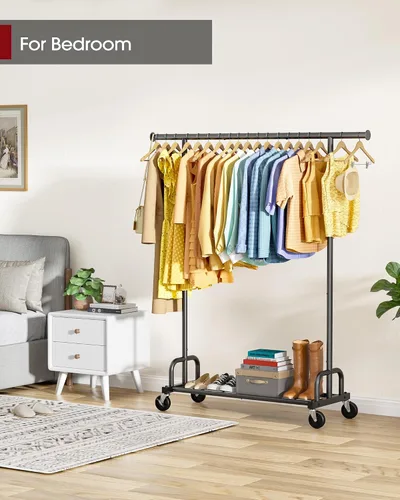 Vista 7 de Sakugi Perchero de Ropa - Percheros de Ropa de Gran Capacidad para Colgar Ropa con Ruedas con Cerradura, Perchero de Metal que Ahorra Espacio