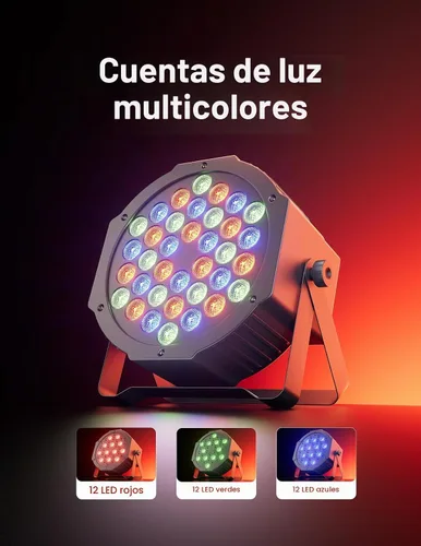 Vista 2 de Luces de escenario de 36 luces LED par, luces de U`King RGB para iluminación de escenario interior para Navidad, Halloween, fiesta de música