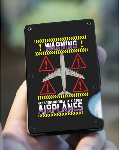 Vista 6 de MIKENCO Airplane Warning Slim Pocket Wallet, Pilot Accessories Gift, Aviation Plane Wallet Gift Pilot Airplane Gifts For Pilot, Funny Airplane