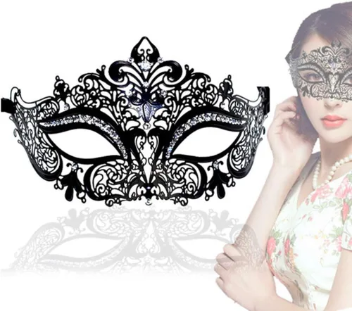 Vista 5 de Leprato Máscara veneciana negra para mujer, máscara veneciana para Halloween, Mardi Gras, baile de graduación, fiesta de disfraces