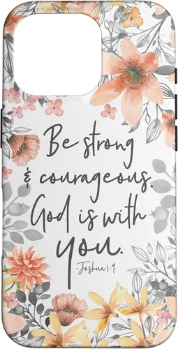 Vista 20 de Funda para iPhone 17 con cita cristiana de Joshua 1:9 con diseño de acuarela bonita floral