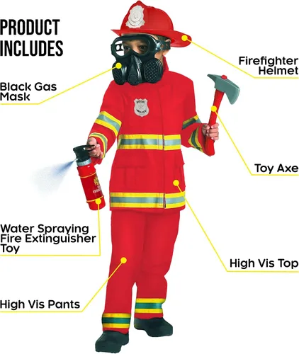 Vista 2 de Morph Disfraz de bombero para niños (2 colores), disfraz de bombero y bombero para Halloween