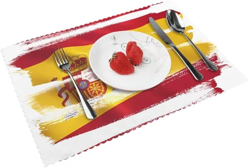 Vista 9 de Rectangular Placemats Set of 4, Heat Resistant Flag of Hawaii American Printed Kitchen Dining Table Mats