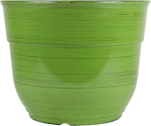 Vista 10 de Garden Elements Maceta de plástico cepillada y esmaltada para interiores y exteriores Happy, grande, púrpura oscuro, 15 pulgadas (Paquete de 2)