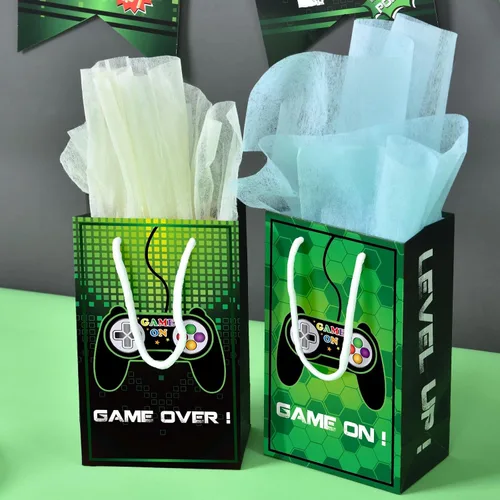 Vista 4 de WERNNSAI 16 bolsas verdes para fiesta de videojuegos