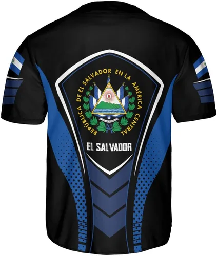 Vista 4 de Personalizado El Salvador Camiseta De Béisbol, Camisa Personalizada Hombres Orgullosos Camisetas De La Bandera De El Salvador, Camisas Del Salvador
