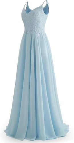 Vista 2 de Vestidos de dama de honor de encaje para boda con abertura, tirantes delgados, de gasa, vestidos formales de fiesta de noche