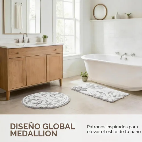 Vista 2 de Madison Park Casablanca 100% Cotton Tufted Bathroom Rugs Luxurious Plush Medallion Floral Pattern Bath Mat Absorbent, Quick Dry, Spa Design Shower