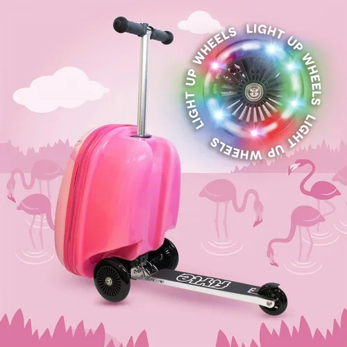 Vista 8 de Flyte Zincflyte Scooter de equipaje para niños de 18 pulgadas - Fifi el flamenco