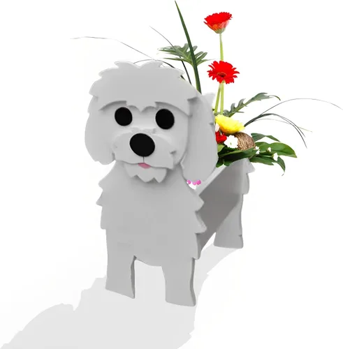 Vista 10 de Macetero de flores para perros, regalos para mujeres, bonitas macetas de PVC para perros, macetas para interiores y exteriores, maceta de jardín