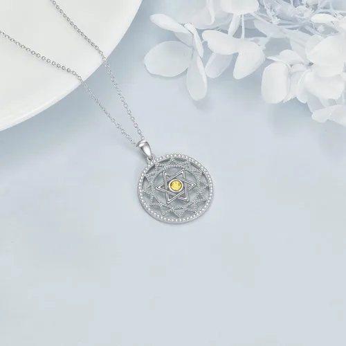 Vista 30 de YFN Collar de estrella de David de plata de ley, concha de abulón, árbol de la vida, joyería judía, regalos para mujeres y hombres