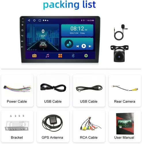 Vista 7 de Podofo Estéreo de auto de doble DIN de 2+32G con Apple Carplay Android Auto inalámbrico de 10.1 pulgadas, pantalla táctil y radio Android