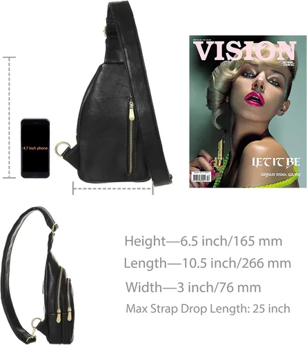 Vista 4 de INICAT Riñoneras cruzadas, bolsos de cuero para el pecho para mujer